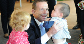 Tony Abbott at a childcare centre