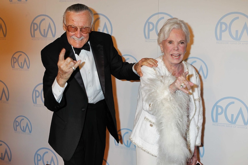 Stan Lee and wife Joan arrive at the 23rd annual Producers Guild Awards.