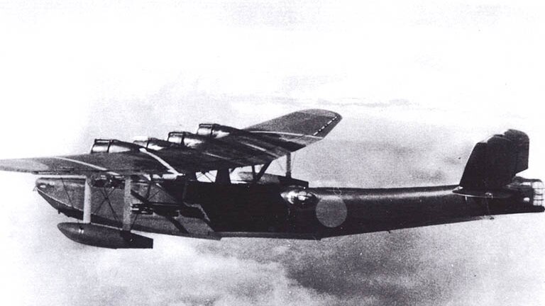 A Japanese Kawanishi H6K flying boat, similar to the aircraft which engaged in battle with Lt Robert Buel's Kittyhawk.