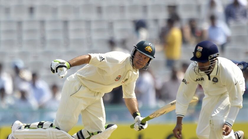 Caught short ... Ponting was in threatening touch before being run out on 75.