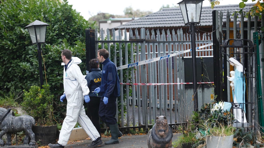 Fire rips through a site that houses members of the traveller community in the south Dublin suburb of Carrickmines, Ireland, on October 10, 2015