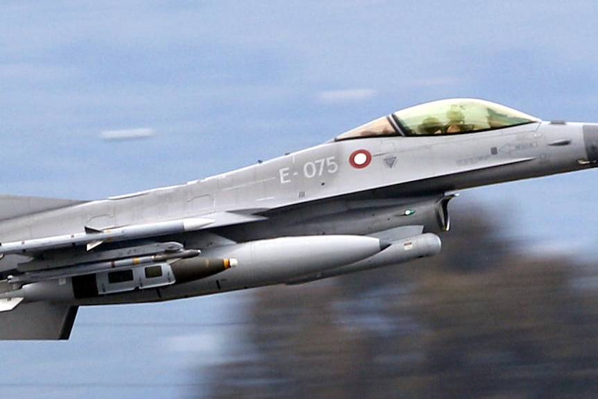 On its way: A Danish F-16 Fighting Falcon takes off from Sicily on March 21, 2011.