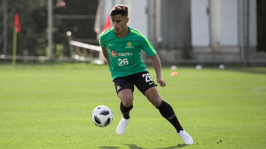 Supplied image of Socceroos player Daniel Arzani during a World Cup training camp in Turkey.