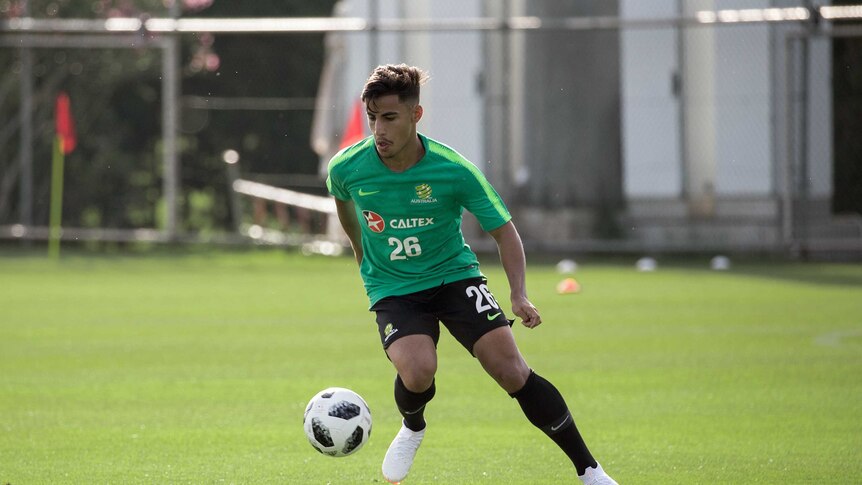 Daniel Arzani at Socceroos training