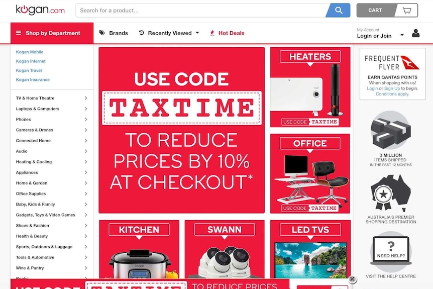 a sale for a website which advertises 10 per cent discount at tax time
