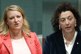 Composite image of Kylea Tink speaking in parliament on the left, Monique Ryan also speaking in parliament on the right 