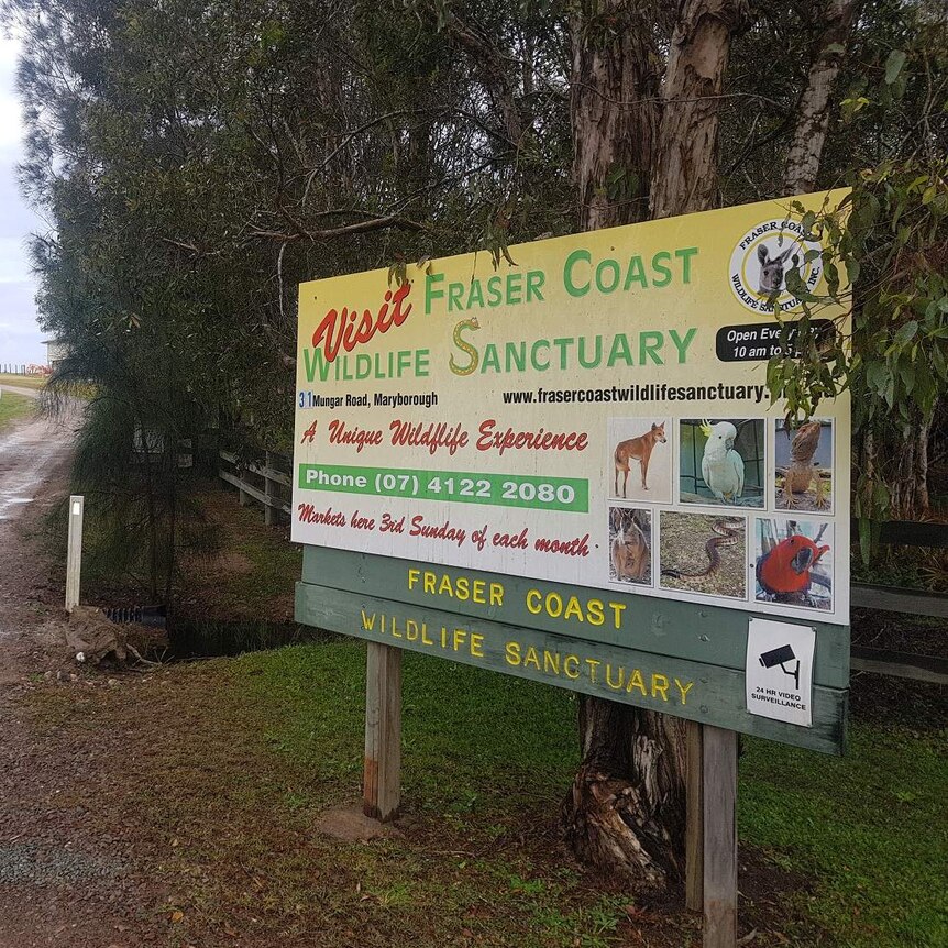 Fraser Coast Wildlife Sanctuary sign in 2018.