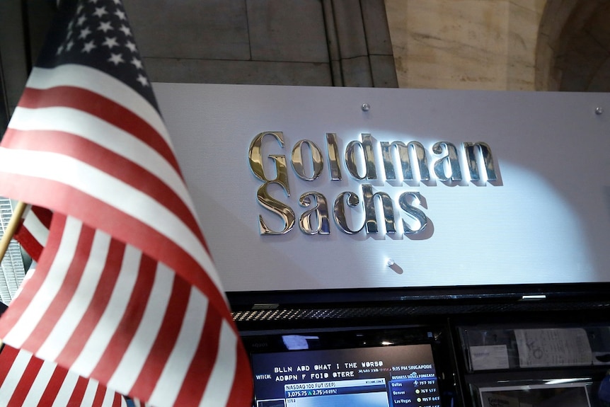 A view of the Goldman Sachs stall on the floor of the New York Stock Exchange.