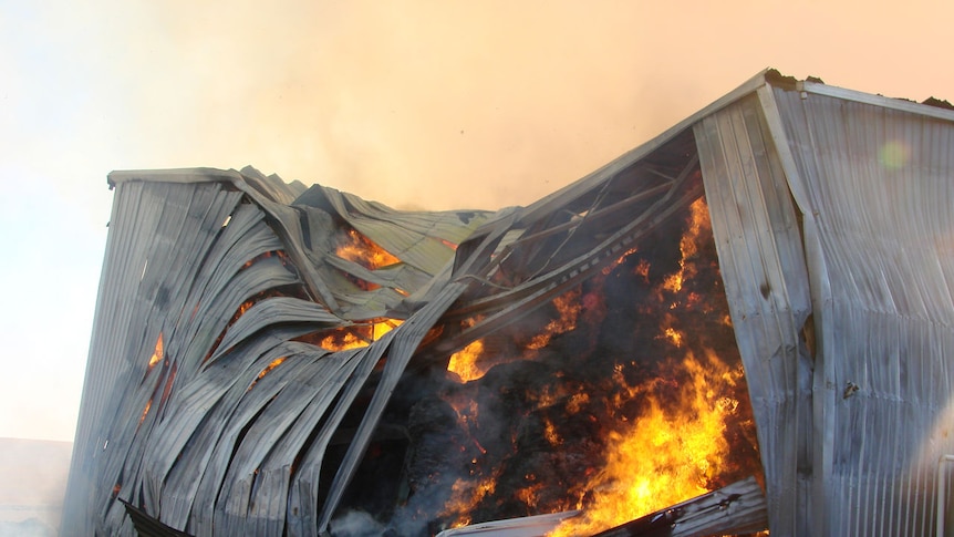 File photo of the hay shed blaze