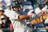 Brad Hodge plays a stroke against South Africa at the WACA