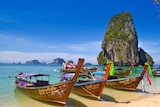 Boats on a Thailand beach. 