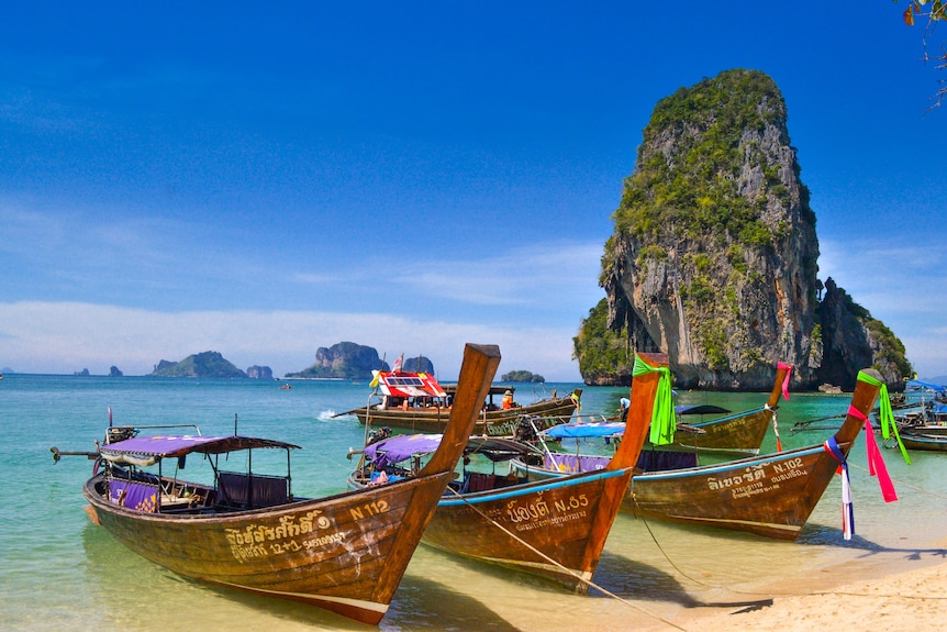 Boats on a Thailand beach. 
