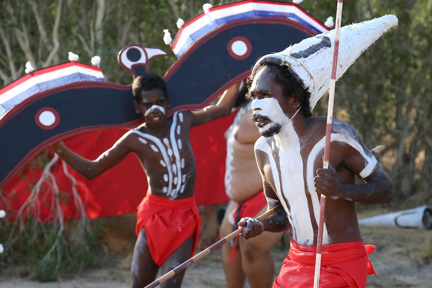 A Mowanjum dancer rehearsing