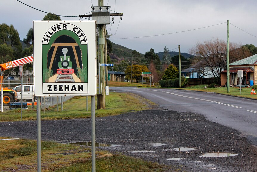The town sign of Zeehan, on Tasmania's west coast