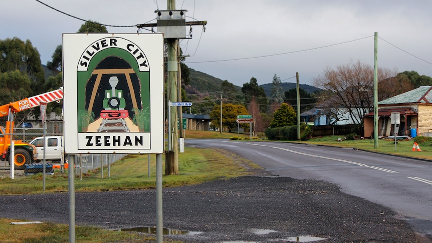 The town sign of Zeehan on Tasmania's west coast