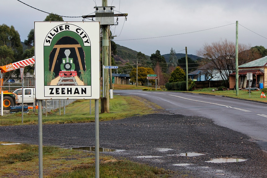 The town sign of Zeehan on Tasmania's west coast