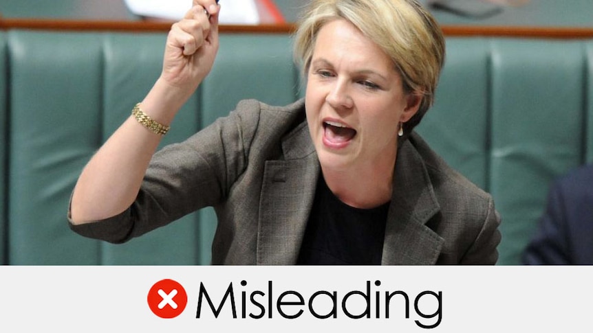 Tanya Plibersek holding a pen in the air and yelling in parliament.
