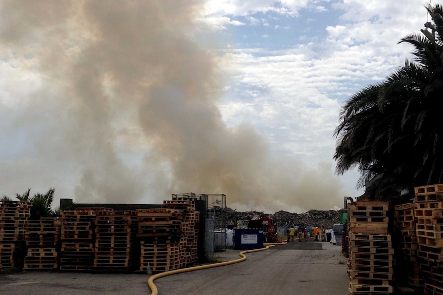 Smoke from a fire at a tip at Somerton, Victoria.