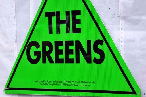 Triangular Victorian election sign: The Greens