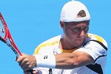 Into the final ...  Lleyton Hewitt powered past Tomas Berdych in straight sets.