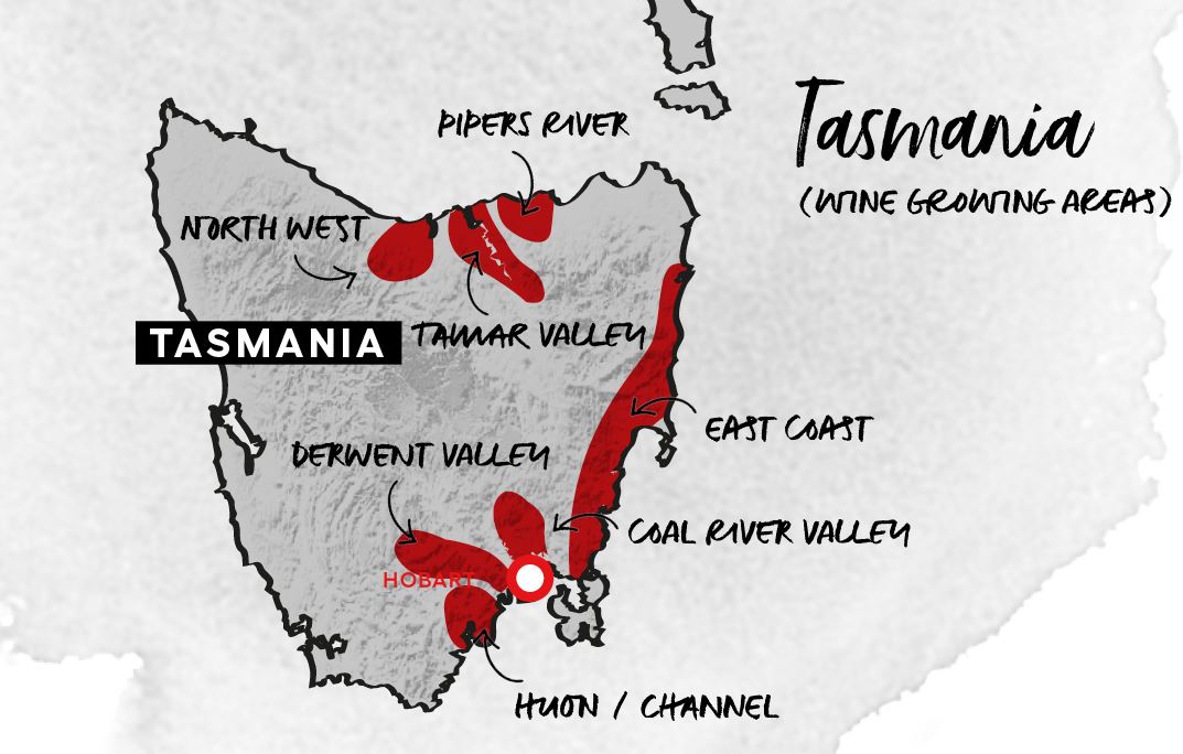 Wine Tasmania map