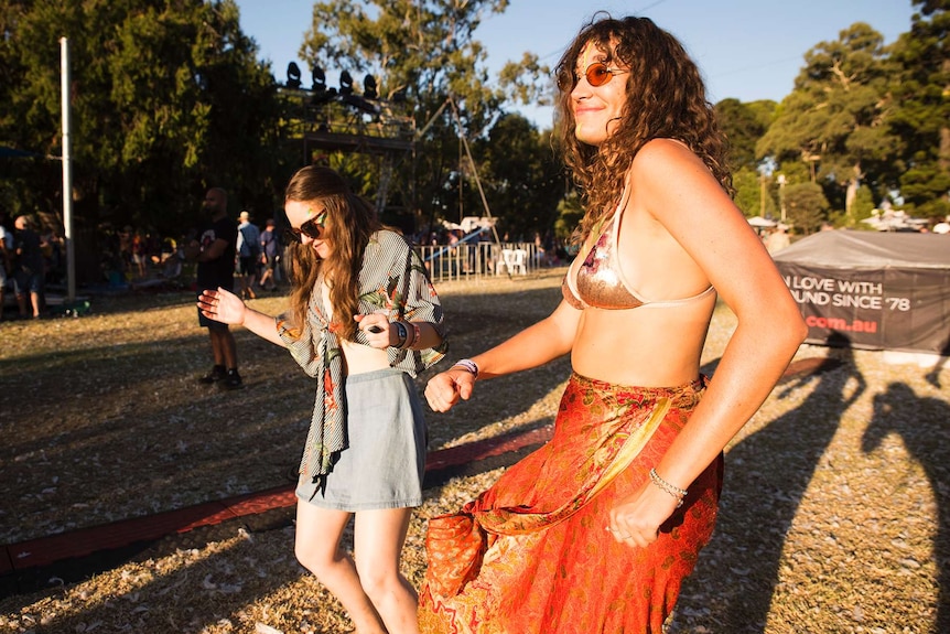 Two women dancing at Womadelaide.