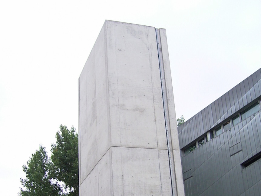 exterior view of the  Holocaust tower at the Jewish Museum in Berlin