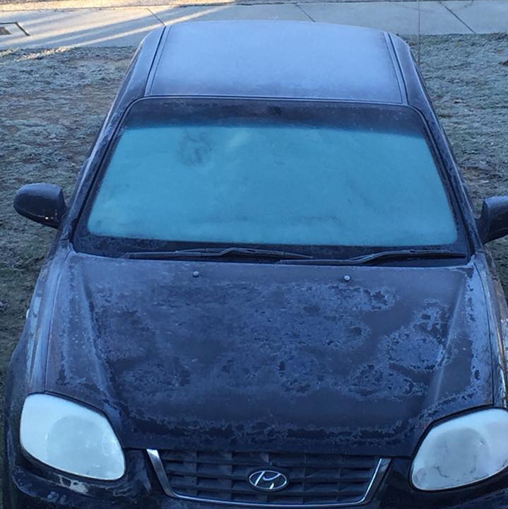 A frozen car windscreen in winter in Canberra.