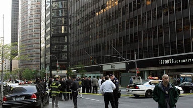Police activity outside the British Consulate in New York after a small explosion.