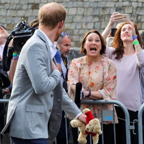 Lisa Millar calling out to Prince Harry the day before his wedding in 2018.