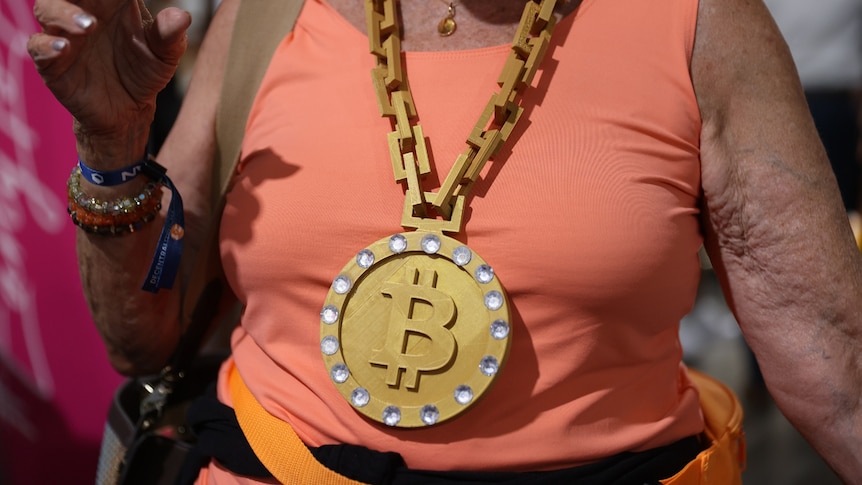 A bitcoin necklace.