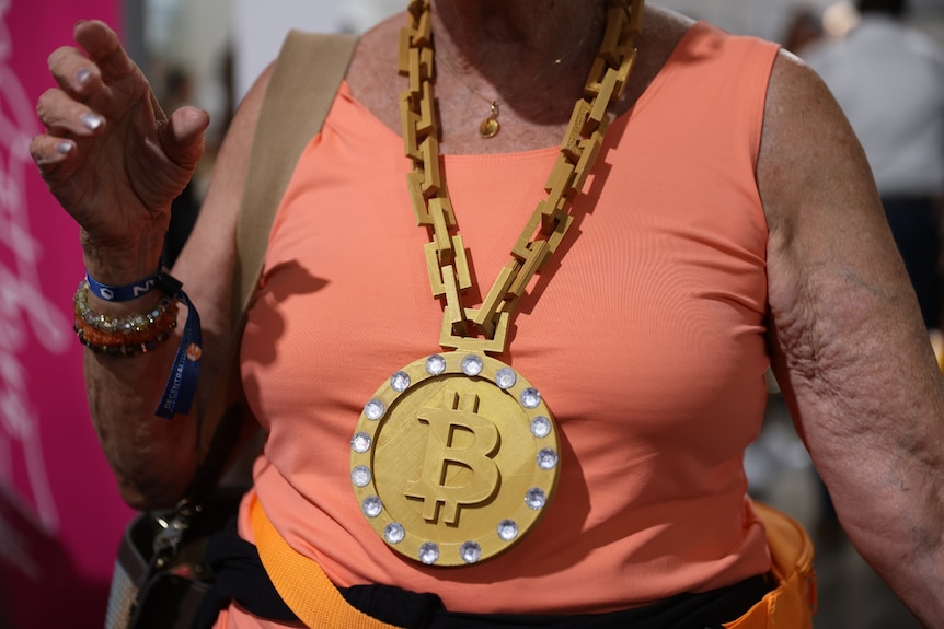 A bitcoin necklace.
