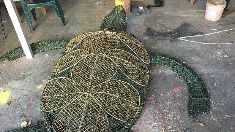 This turtle used six discarded nets, and took a group of artists two weeks to make.
