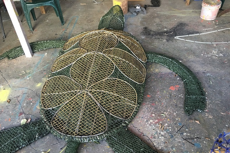 This turtle used six discarded nets, and took a group of artists two weeks to make.