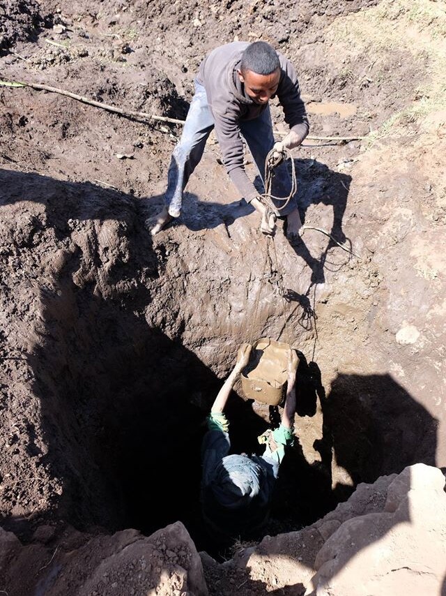 A well in Ethiopia being hand dug.