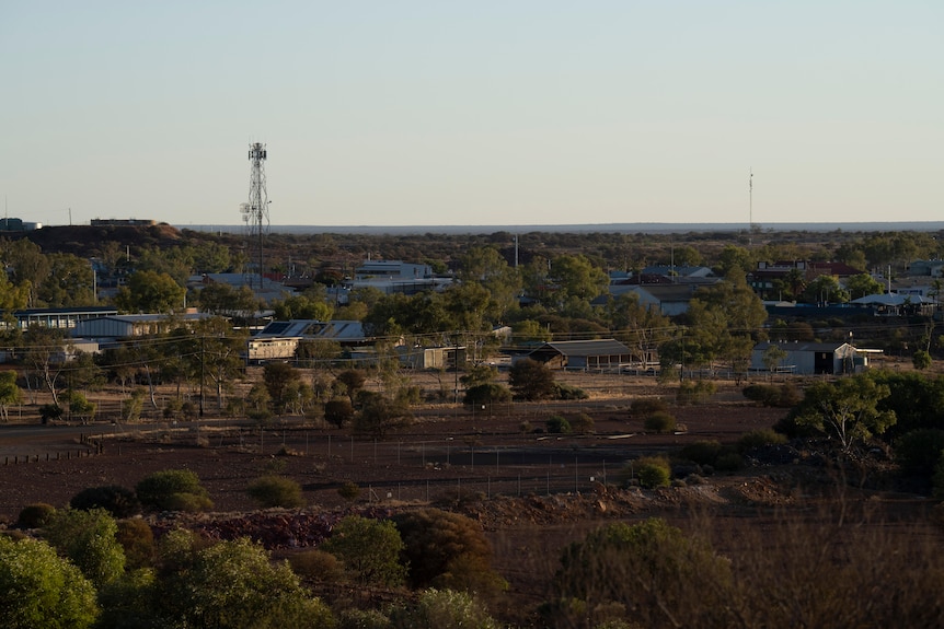 A wide shot of a remote townsite. 