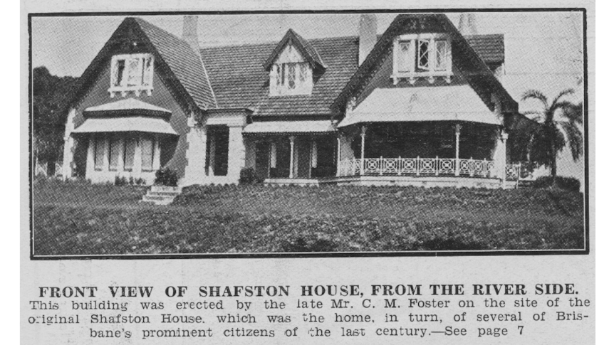 1930s newspaper clipping about Shafston House at Kangaroo Point in Brisbane