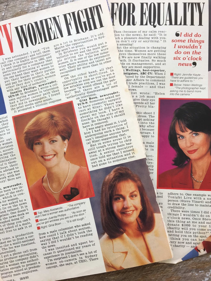 Magazine excerpt profiling Juanita and other TV presenters speaking out about sexism
