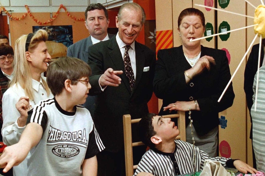 Prince Philip meets children