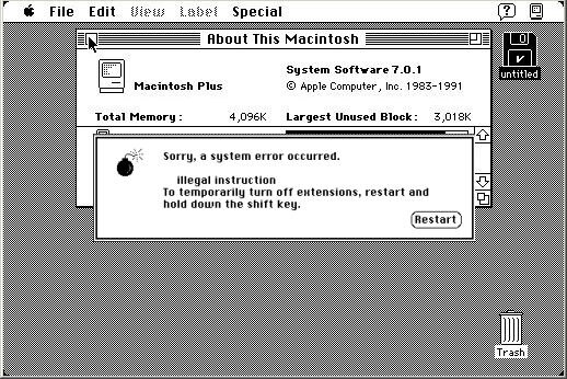 Generic old Macintosh error message