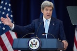 Secretary of State John Kerry speaks at the State Department in Washington