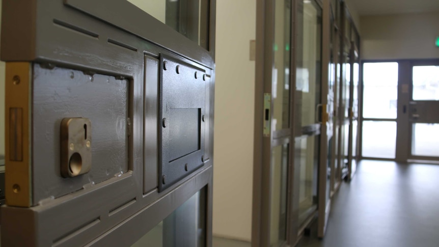 The sliding doors in prison ward at Yatala Prison.