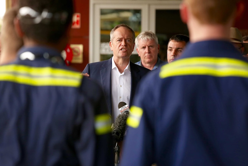 Bill Shorten speaking to coal workers in queensland