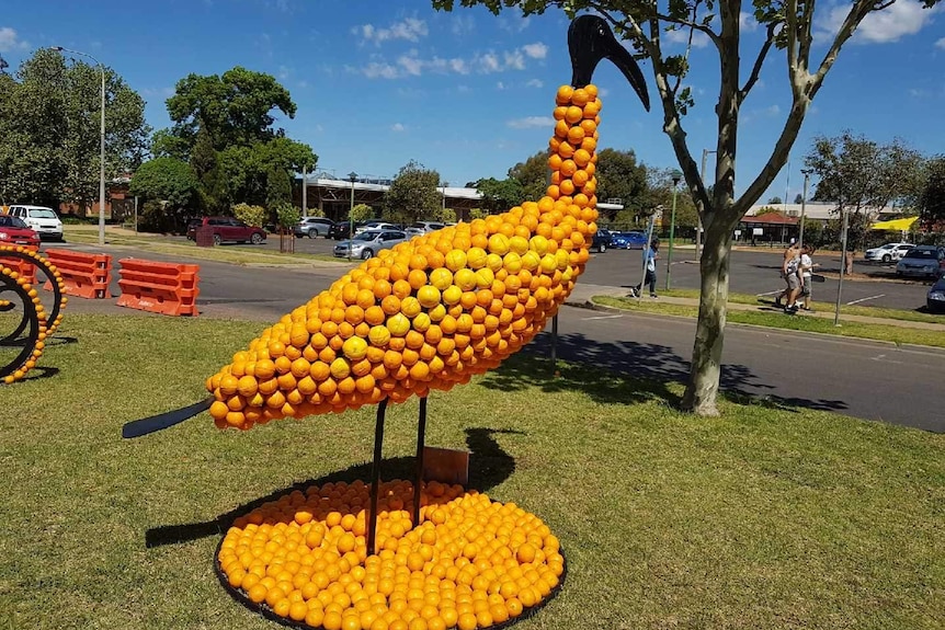 Emu orange sculpture at Griffith Spring Fest