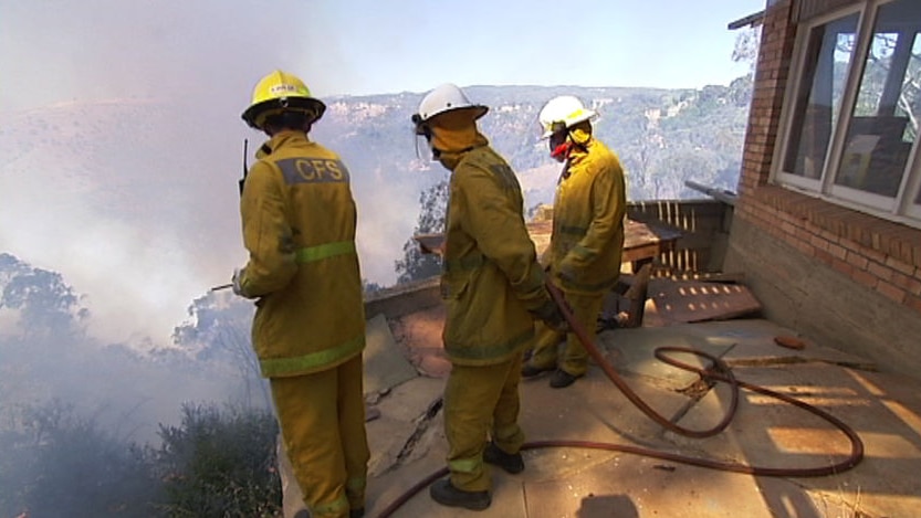 CFS firefighters protect a house