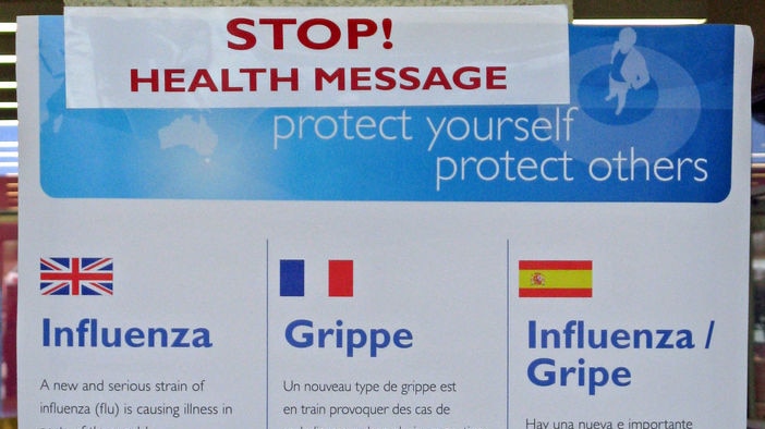 Close up of swine flu warning sign (generic)