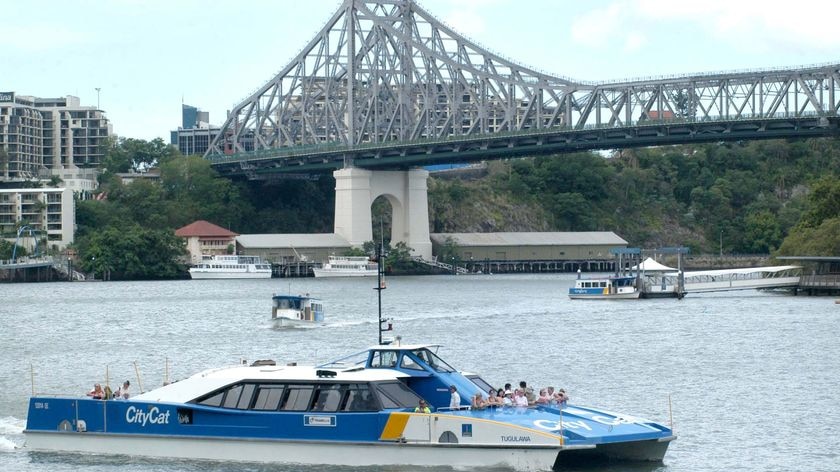 A CityCat on the river in Brisbane