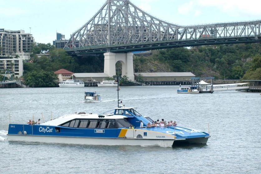 A CityCat on the river in Brisbane
