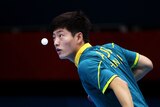 Eye on the prize: Justin Han was one of four victorious Aussies on day one in the table tennis.