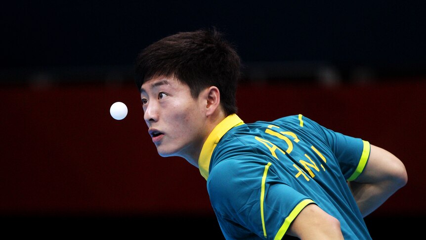 Eye on the prize: Justin Han was one of four victorious Aussies on day one in the table tennis.